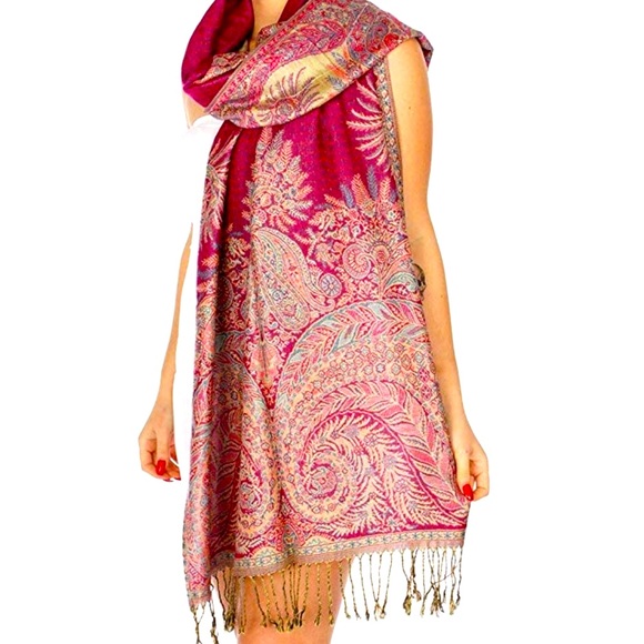 NWOT BEAUTIFUL PINK-BLUE PASHMINA/SCARF - Picture 3 of 3